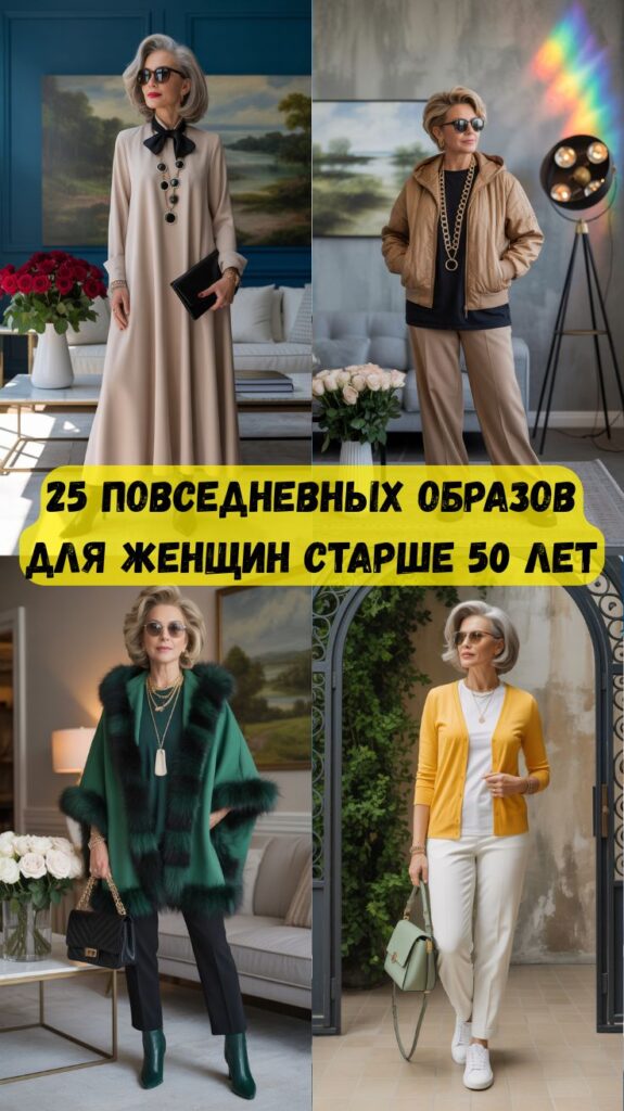 25 повседневных образов для женщин старше 50 лет: свежие, современные и непринуждённо-шикарные