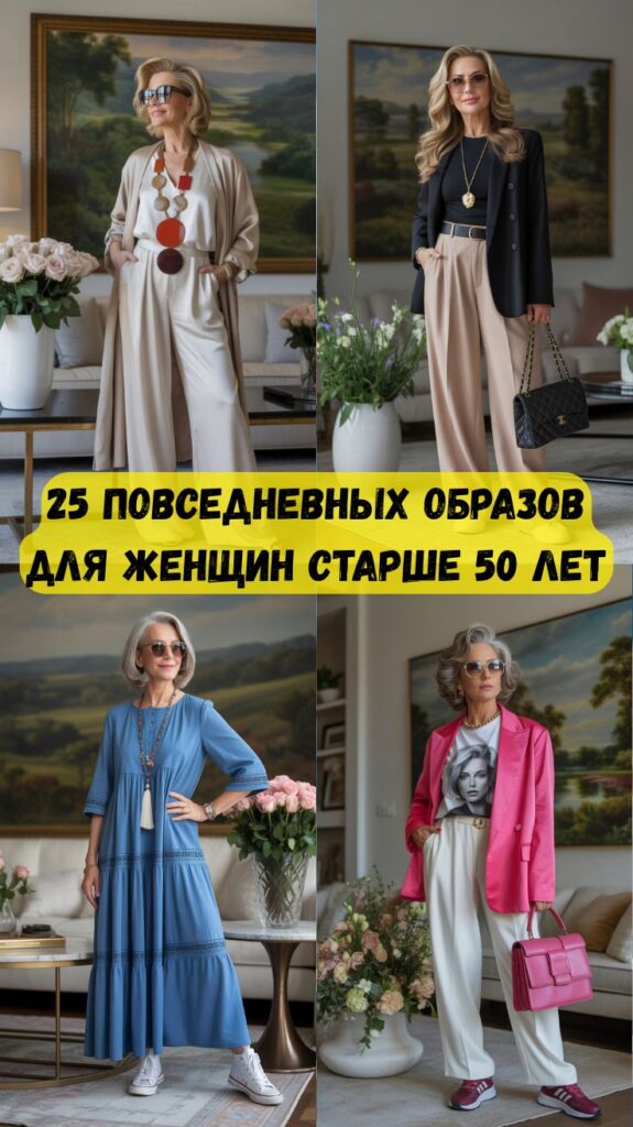 25 повседневных образов для женщин старше 50 лет: свежие, современные и непринуждённо-шикарные