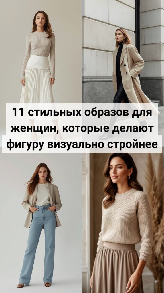11 стильных образов для женщин, которые делают фигуру визуально стройнее
