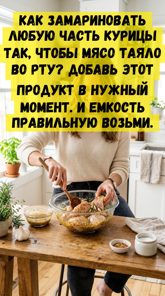 Как замариновать любую часть курицы так, чтобы мясо таяло во рту? Добавь этот продукт в нужный момент. И емкость правильную возьми. Как замариновать любую часть курицы так, чтобы мясо таяло во рту? Добавь этот продукт в нужный момент. И емкость правильную возьми.
