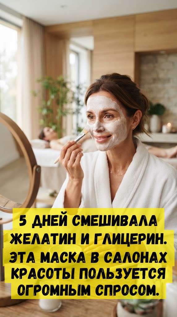 5 дней смешивала желатин и глицерин. Эта маска в салонах красоты пользуется огромным спросом.