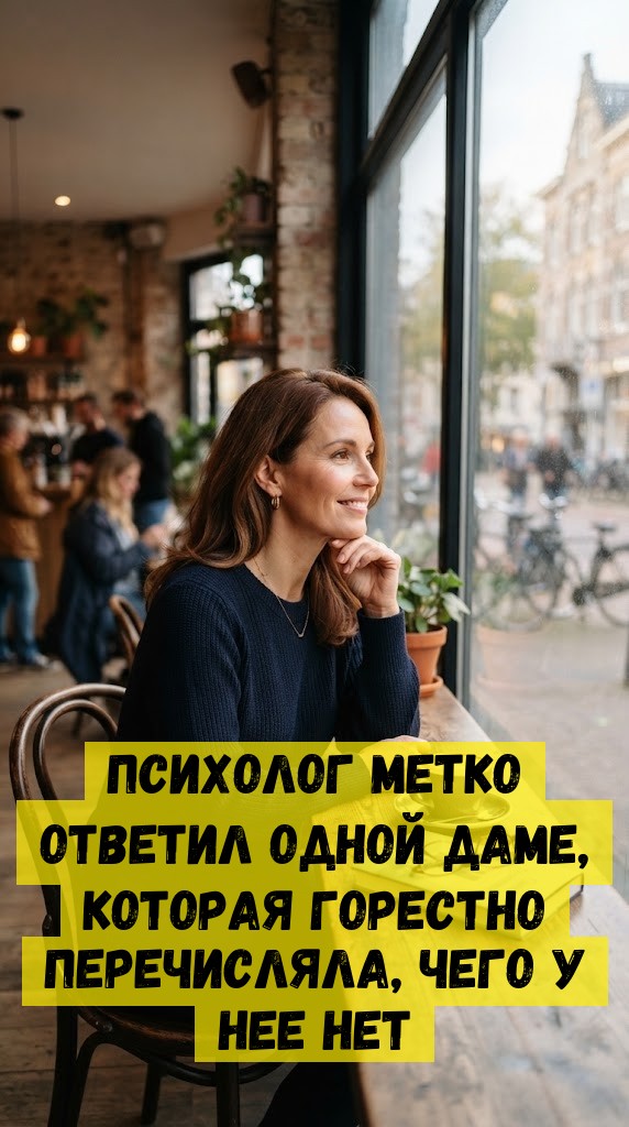 Психолог метко ответил одной даме, которая горестно перечисляла, чего у нее нет