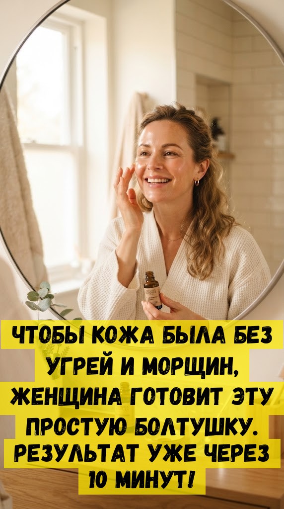 Чтобы кожа была без угрей и морщин, женщина готовит эту простую болтушку. Результат уже через 10 минут!