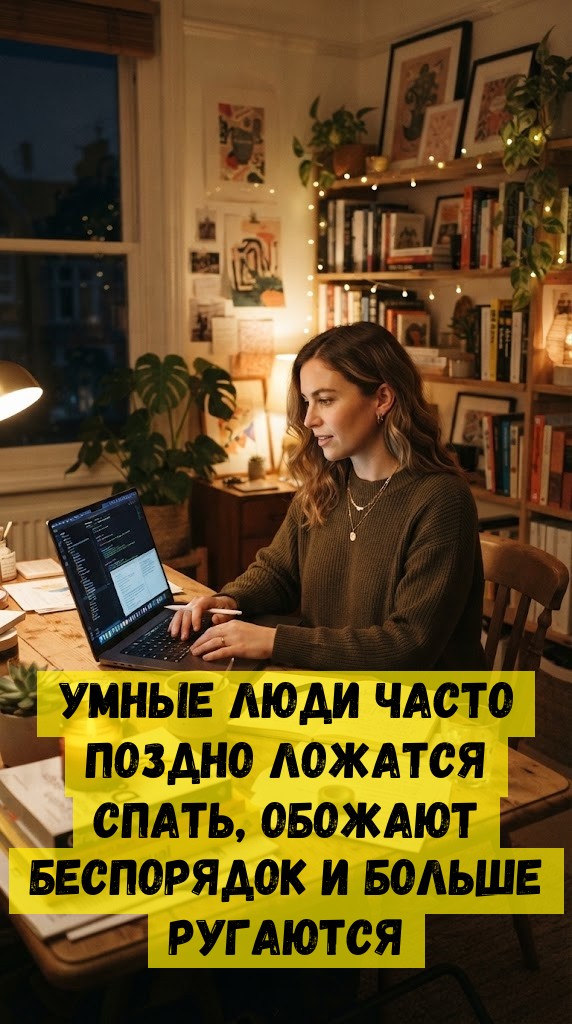 Умные люди часто поздно ложатся спать, обожают беспорядок и больше ругаются Умные люди часто поздно ложатся спать, обожают беспорядок и больше ругаются