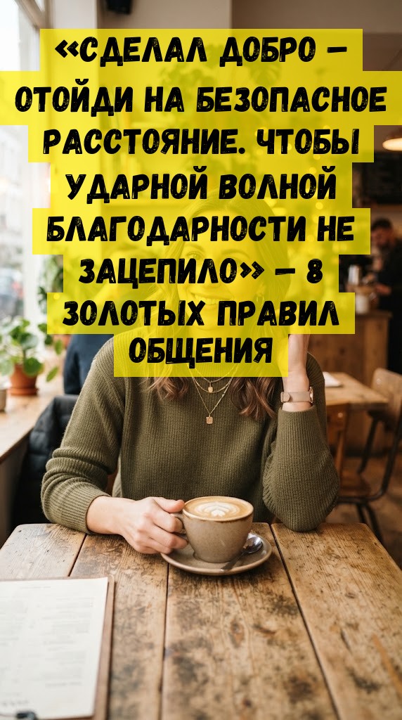 &laquo;Сделал добро &ndash; отойди на безопасное расстояние. Чтобы ударной волной благодарности не зацепило&raquo; &mdash; 8 золотых правил общения