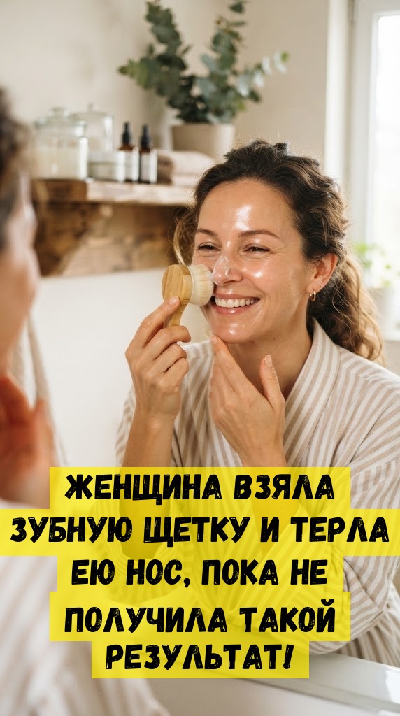 Женщина взяла зубную щетку и терла ею нос, пока не получила такой результат!