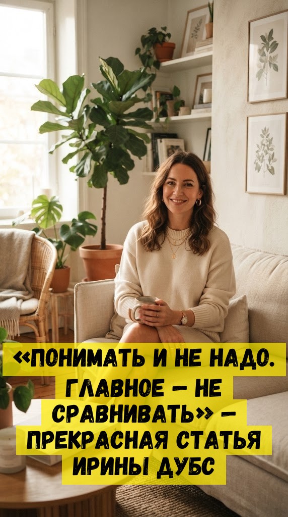 «Понимать и не надо. Главное — не сравнивать» — прекрасная статья Ирины Дубс «Понимать и не надо. Главное — не сравнивать» — прекрасная статья Ирины Дубс